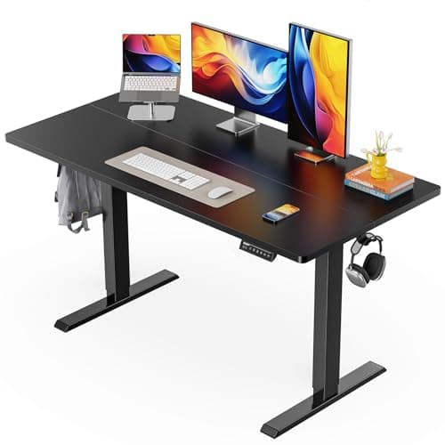 ErGear Electric Standing Desk, 48 x 24 Adjustable Height Sit-Stand Desk for Home Office, Two Pieces Desktop, Black