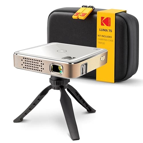 Kodak Luma 75 Ultra Mini Pocket Projector Standard Kit - Built-in Rechargeable Battery and Speaker, HDMI/USB/microSD, Speaker Built-in, Includes Tripod & Travel Case