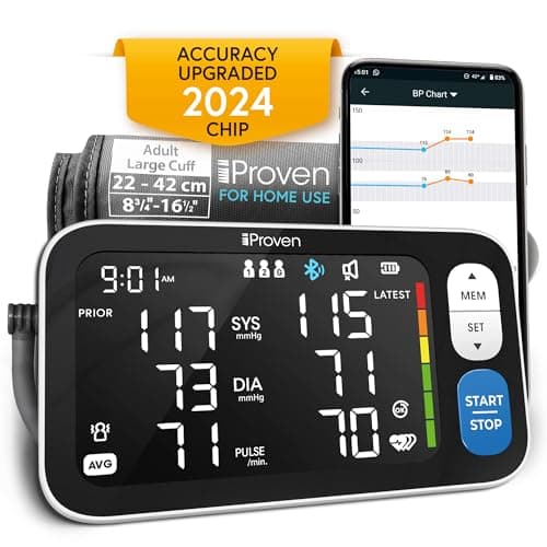 iProvèn New 2023 Smart Upper Arm Blood Pressure Monitor - Home Use, 500 Memory Sets - Large Adjustable Cuff - Largest Widescreen Backlit Display - Bluetooth App for iOS & Android