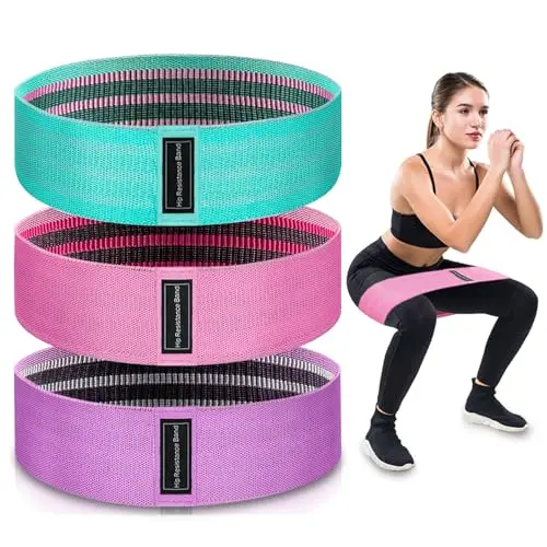 Exercise Bands, 3 Levels Fabric Resistance Bands for Working Out, Workout Bands Resistance for Women & Men, Multi-Colored Fabric Booty Bands for Leg Strength Training, Rehab, Yoga(Pink)
