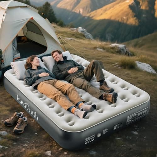 InnoTruth Queen Camping Air Mattress with Built-in Pump, Inflatable Blow up Mattress for Home & Guests, Family Choice Award Winner, 13" Raised Colchones Inflables Air Bed, Ideal for Travel & Outdoor