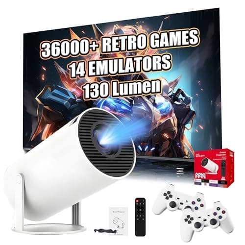 M300 MAX Portable Smart Projector with WIFI & Bluetooth, Wireless Projector with built in 36000+ Game 14 Emulator, 130 Lumen, 1024*600P, Android 11 Game Console for Home Theater, Outdoor (Red Box)
