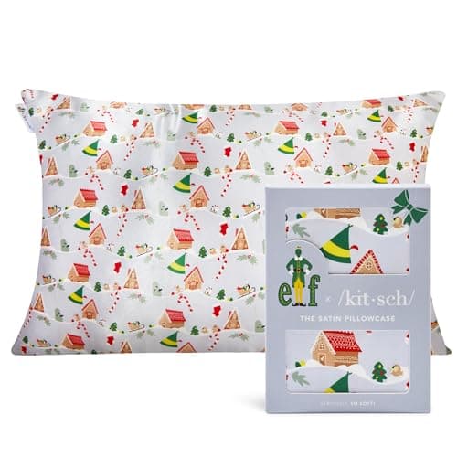 Kitsch x Elf Periwinkle Christmas Satin Pillowcase with Zipper for Hair & Skin - Softer Than Silk Pillow Cases, Cooling Satin Pillow Case, Machine Washable Pillow Cases Standard Size (19x26)