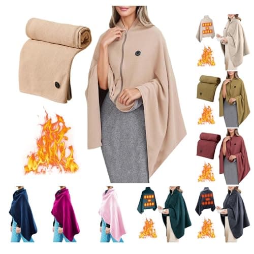 Heated Shawl Wraps for Women Corded Electric Heated Blanket Zipper Winter Warm USB Powered Heating Scarf Electric Blanket