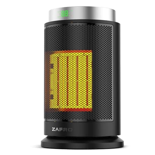 ZAFRO Space Heater, Ultra Quiet Portable Electric Heaters for Indoor Use with Thermostat, 1500W PTC Ceramic Fast & Wide-Angle Heat, 8 Safety Features, 5 Modes, 24H Timer for Home, Office, Bedroom