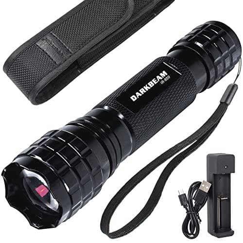 DARKBEAM ir Flashlight Infrared 850nm Lights LED Mini for Night Vision, Rechargeable Portable Tactical ir Illuminator Torch, Focus Adjustable for Hunting, Observation, Search