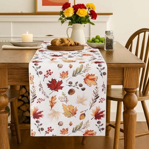 Simplebrand Small Table Runners 36 Inches, Yellow Leaves Home Kitchen for Thanksgiving Decorations, Autumn Harvest Seasonal Colorful Botanical Farmhouse Dining Fall Maple Decoration, 13W x 36L