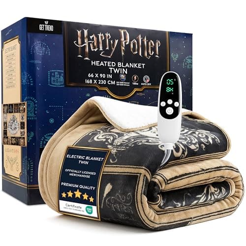 Get Trend Harry Potter Gifts Heated Blanket Electric, Twin Size Luxurious Fleece Weighted Blanket, Fast Heating with 9 Heat Settings & Auto Shut-Off, 65x90in (Multi Harry Potter, Twin US)