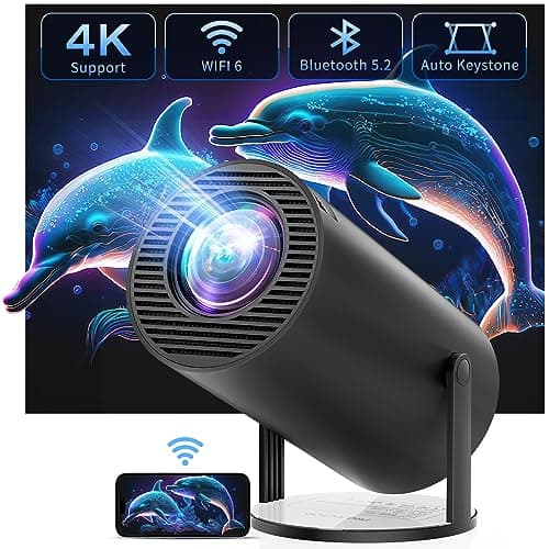 CLOKOWE Projector with WiFi and Bluetooth, 4K FHD 1080P Supported, Portable Outdoor Movie Mini Projector, Auto Keystone, Compatible with iOS/Android/HDMI/TV Stick/Windows