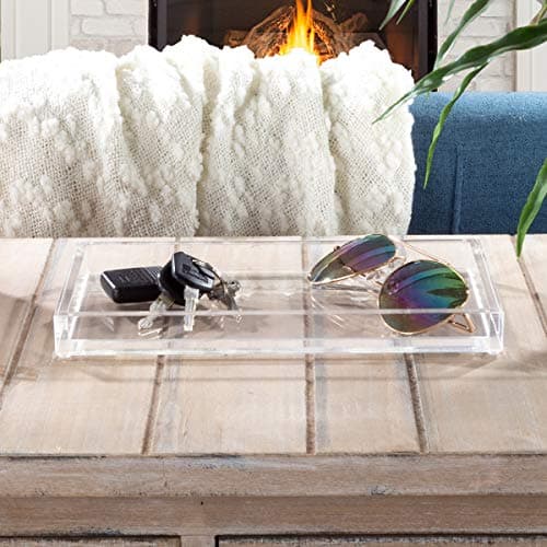 Acrylic Tray Organizer - Clear Minimalist Catchall Holder for Bedside, Bathroom, and Office Storage - Aesthetically Pleasing Room Decor by Lavish Home
