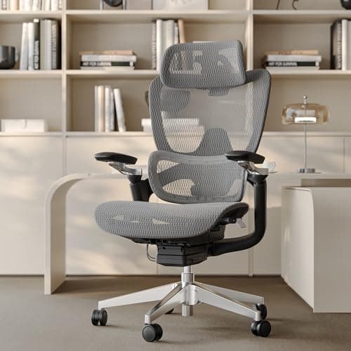 chirvana Ergonomic Office Chair with Adjustable 3D Lumbar Support, Mesh Computer Chair 5D Armrests, Home Desk Chair with 4D Headrest, 90-130°Tilt, BIFMA Certified, Model Zen (Grey)