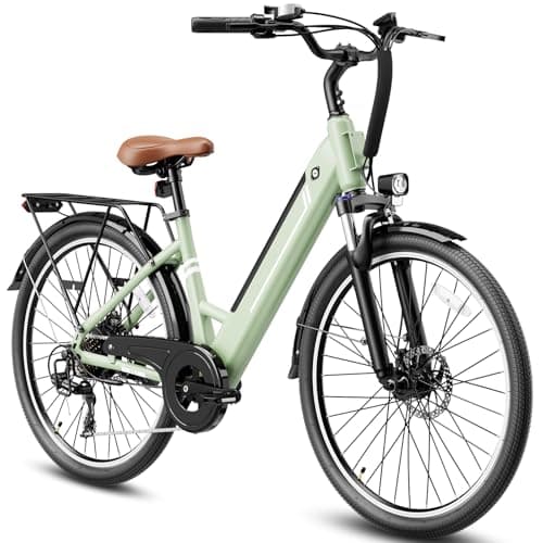 Jasion 26" Electric Bike for Adults, Internal Removable Battery Ebike with 4 Modes & 7-Speed, UL2849 Certified, 1200W Peak Motor, Max 28Mph & 50Miles, Shock Absorber, City Commuter E Bike