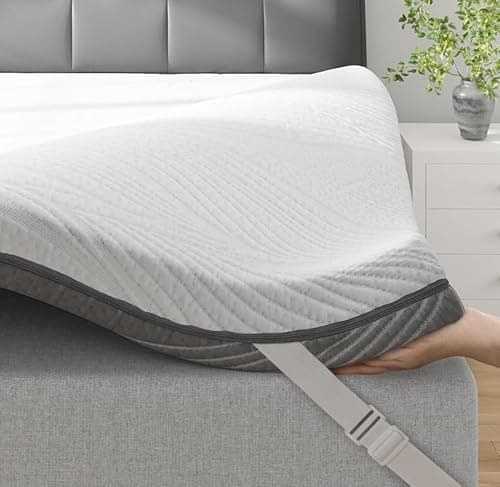 Enhomee Memory Foam Mattress Topper, 3 Inch Queen Mattress Topper with Cooling Gel and Washable Tencel Cover, Soft & Pressure Relief & Breathable, Non-Slip, CertiPUR-US Certified