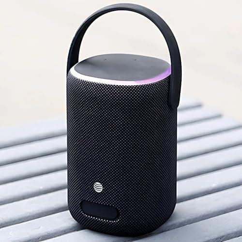 AT&T Essentials 50W Bluetooth Speaker – Handsfree Portable Wireless Speaker with Rich Bass, LED Lights, 16H Battery, IPX5 Water-Resistant – Home/Beach/Travel/Outdoor Parties (Black)