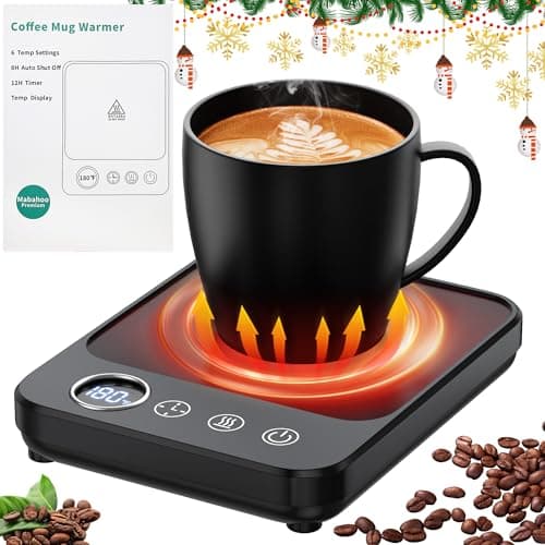 Coffee Mug Warmer, Electric Coffee Cup Warmer for Desk, Milk, Tea, Auto Shut Off, 6 Temp Settings, Heated Plate for Office Kitchen Home, Gifts for Women Men (No Cup)