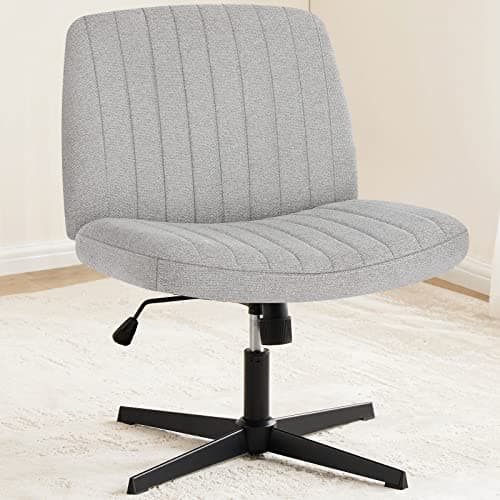 OLIXIS Criss Cross Legged Chairs Armless No Wheels Wide Seat Height Adjustable Swivel Padded Fabric Home Office Desk Seating for Bedroom, Student, Study Room