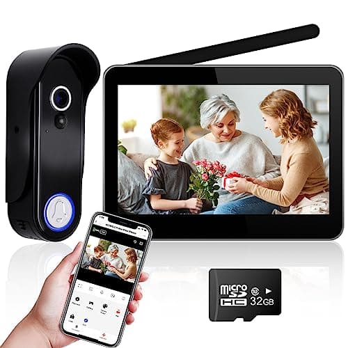 ACEBELL Wireless WiFi Video Doorbell Intercom System, 1080P Video Doorbell Camera with Monitor Wireless, Video Door Phone with 7''Touch Screen, Motion Detection, No Monthly Fees, APP Remote Control