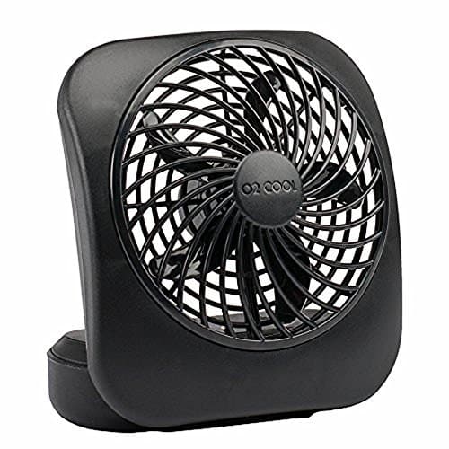 O2COOL Treva 5 Inch Battery Powered Fan Portable Desk Fan 2 Cooling Speeds with Compact Folding & Tilt Design Cubicle Accessories Small Portable (Black)