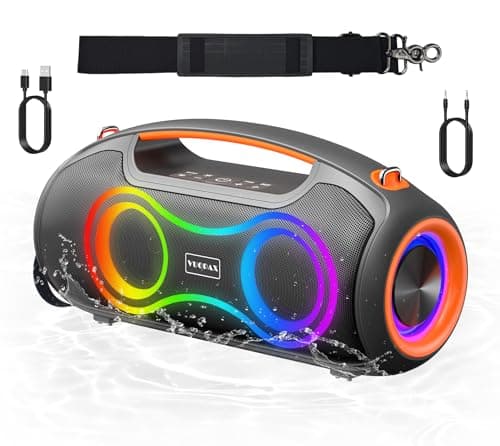 VUOPAX Portable Bluetooth Speaker Wireless, 180W Max Loud Waterproof Speakers, Bass Boost Boom Box for Party and Outdoor, w/2*Subwoofer, 2*Tweeter, DSP, IP65, 24H, TWS, TF, USB, AUX