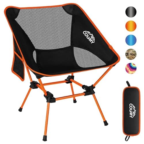Coumy Ultralight Portable Camping Chair-Compact Folding Camping Chair 2.4lbs Lightweight Backpacking Chair for Outside Hiking,Travel, Supports 330Lbs(Orange)