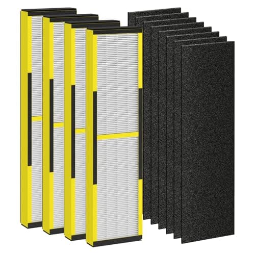 FLT4825 HEPA Filter B Replacement Fit for Germ Guardian Air Puri-fier AC4825 AC4825DlX AC4300 AC4900 AC4850, AC4825E Replacement Filter Fit for GermGuardian, 4 True HEPA + 8 Carbon Filters