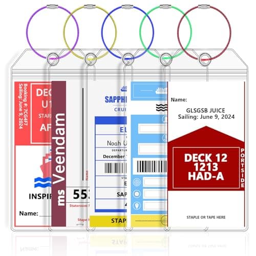 5 Pack Cruise Luggage Tag Holder, Cruise Luggage Tag Holder can be Used for 2025Carnival, NCL, MSC Cruises, and Princess Ships