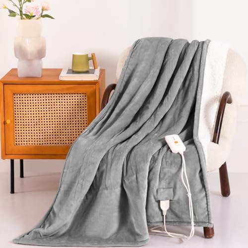 Templewet Heated Blanket Electric Throw 50" x 60" -Heated Throw Blanket with 4 Heating Levels & 3 Hours Auto Off,Machine Washable,ETL & FCC Certification(Dark Gray)