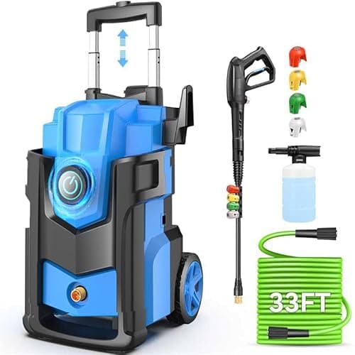Professional Pressure Cleaner 5000 PSI,4.0 GPM Heavy Duty Power Cleaner with 4 Nozzles,Foam Cannon,33FT Hose and 500ml Soap Bottle for Home/Cars,Blue