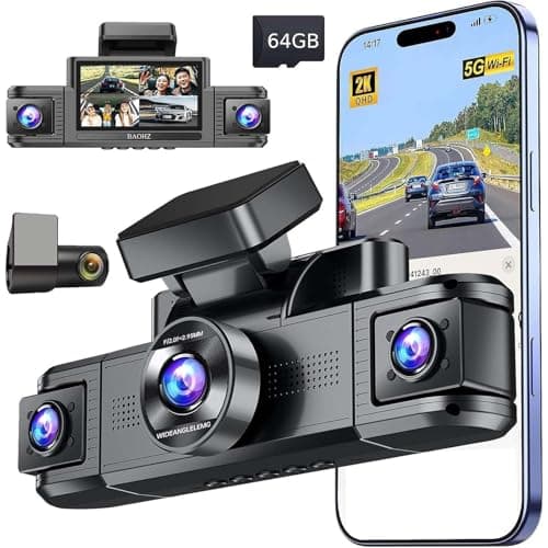 360 Dash Cam Front and Rear Left Right,4 Channel Dash cams Front 2K,5GWiFi app FHDControl Car Camera,Dash Camera for Cars,Dual Camera Night Vision,24/7 Recording,G-Sensor,Loop Recording free64Gcard