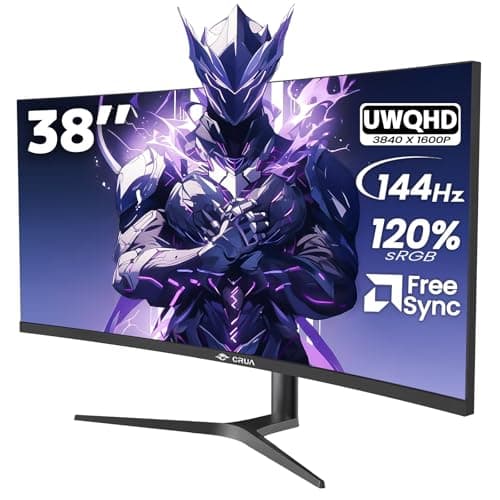 CRUA 38" Curved Gaming Monitor, WQHD 3840x1600P, 144Hz Computer Monitors, FreeSync, 120% sRGB, 2500R VA Screen, Blue Light Filter, HDMI 2.0/DP 1.4, Wall Mountable - Black