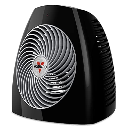 Vornado MVH Space Heater 3 Heat Settings Adjustable Thermostat Tip-Over Protection Auto Safety Shut-Off System Indoor Use Whole Room Black