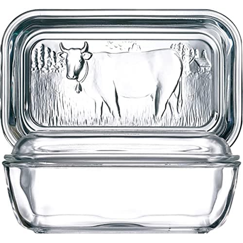 Luminarc European Tempered Glass Cow Butter Dish - 1 Pound Capacity