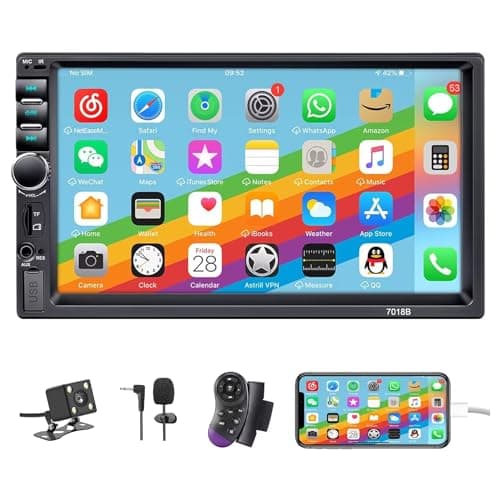 Double Din Car Stereo,7 Inch Car Radio with HD Touch Screen Bluetooth Car Stereo,Bluetooth Hands-Free Calling,Mirror Link,AUX/EQ/SWC