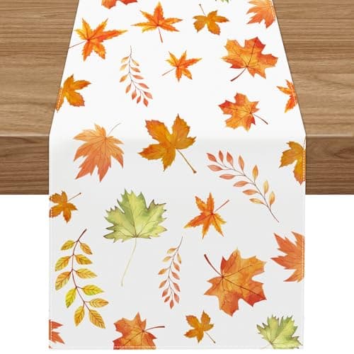 Fall Table Runner, Thanksgiving Table Autumn Maple Leaf Table Runner Farm Decorations for Kitchen Dining, Indoor Outdoor Dinner Party Autumn Decorations Party Supplies Colourful ( 14x72 Inch)