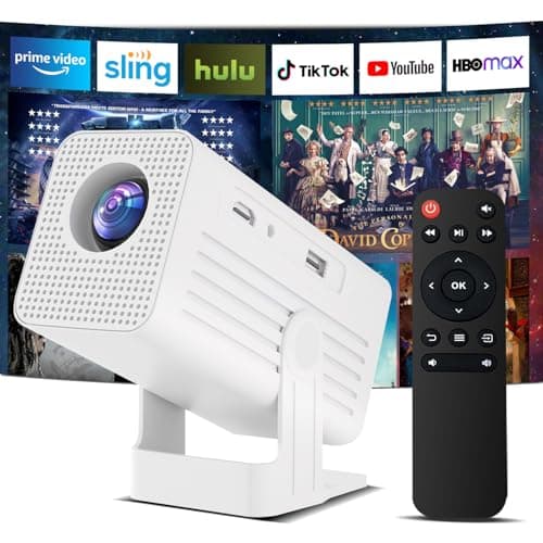 Mini Projector, Portable Projector 4K Support, Full HD 1080P Outdoor Movie Projector with WiFi6 and Bluetooth,Auto Focus with Built-in Apps Proyector,Compatible with HDMI/USB/iOS/Android