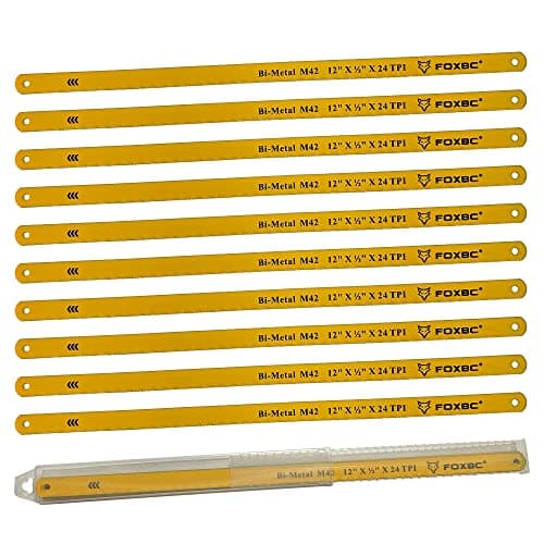 FOXBC Hacksaw Blade 12-inch Metal Cutting, 24 TPI, Bi-Metal M42, 10-Pack
