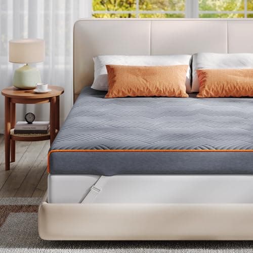 EnHomee Memory Foam Mattress Topper,3 Inch Full Mattress Topper Pressure Relief with Cooling Gel and Removable & Washable Embossed Cover, CertiPUR-US &Oeko-TEX Certified, Grey, Full