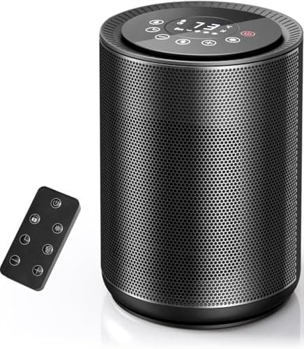 R.W.FLAME Small Space Heaters for Indoor Use, Mini Portable Electric Heaters with Thermostat & Remote, Safe and Quiet Ceramic Heater, 24H Timer, Eco Mode, Desk Heater for Office Bedroom, Rvs
