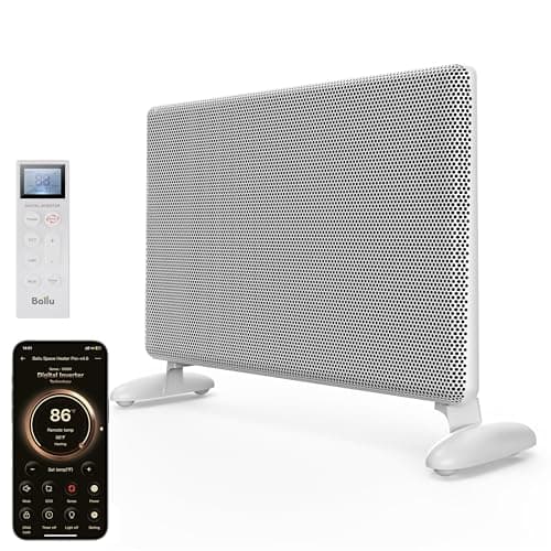 Ballu Mica Infrared Panel Space Heater for Large Room,Smart Quiet Heater with Programmable Thermostat,WiFi App Control,Inverter Energy Efficient for Indoor Use,Compatible with Alexa,White