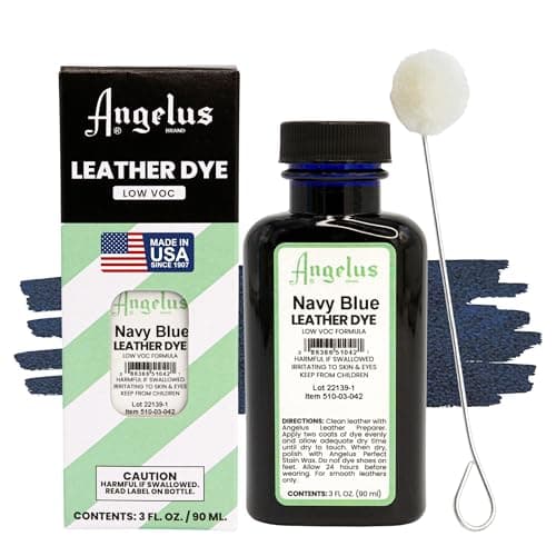 Angelus Leather Dye - Flexible Leather Dye for Shoes, Boots, Bags, Crafts, Furniture, & More 3oz, Dauber Included (Navy Blue)