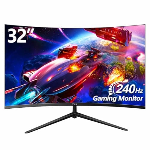 ZZA 32 Inch Curved Gaming Monitor 240hz,1K 1080P Computer PC Monitor with 1500R |1ms (GTG) | HDR 600|Curved|122% sRGB|DP/HDMI|VESA|FreeSync & G-Syn,Mount Business, Office, Casual Gaming Monitors