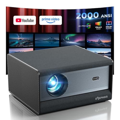 ELEPHAS Smart 4K Projector with WiFi and Bluetooth - Compatible with Netflix, Prime Video, YouTube, Dust-Proof Sealed, Dolby Audio, Auto Focus & Keystone PRO UHD HDR 10+ Video Projector