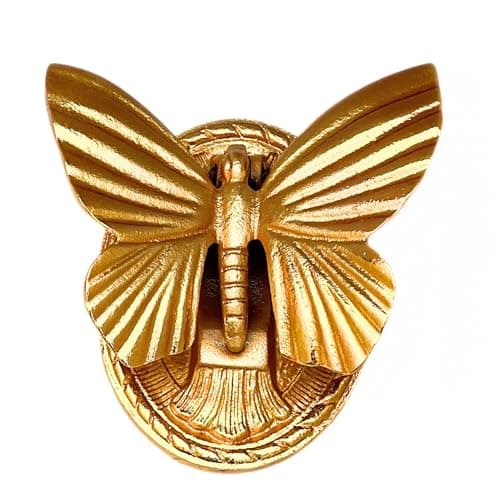 Heavy Duty Cast Iron Exterior Home Butterfly Design Door Knocker for Doors Indoor Home Knocker for Doors Beautiful Shiny Reflective Golden Finish Front Door Decor