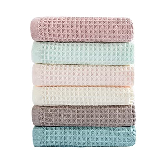 vfaejll 6 Pack Waffle Weave Dish Cloths, 13x13 Inch 100% Cotton Kitchen Towels for Washing Dishes - Super Absorbent, Quick Drying Dish Rags (Mixed Colors)