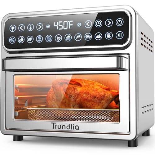 Air Fryer Toaster Oven Combo 13 QT, Stainless Steel Airfryer Non-Toxic, Teflon Free 1500W Countertop Airfryer Oven - 90℉ to 450℉ Temp Range, Top Heating, LCD Touch Control, Glass Door, 6 Accessories