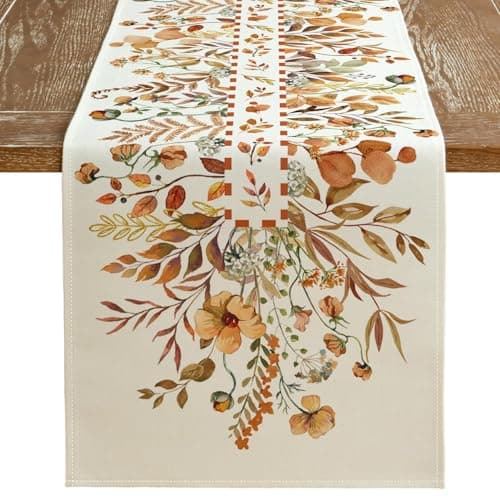 ARKENY Fall Wildflower Floral Orange Table Runner 13x72 Inches, Holiday Indoor Outdoor Table Decoration for Home