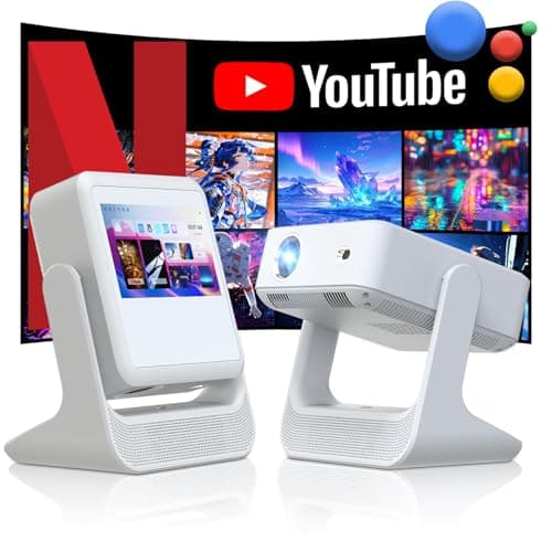 【Touch Screen/APP Store/800 ANSI/Auto Focus】Portable Projector, Full HD 4K Support Smart Video Projector, WiFi 6 Bluetooth for Home Theater/Gaming/Outdoor (180° Stand & 300 ''Display)