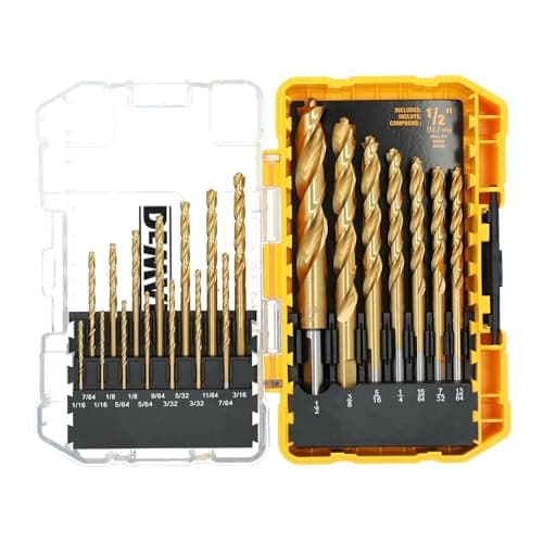 DEWALT Drill Bit Set, 21 Pc. Titanium Nitride Coated Pilot Point DEWALT Bit Set with Case for Wood, Metal and Plastic (DW1361)