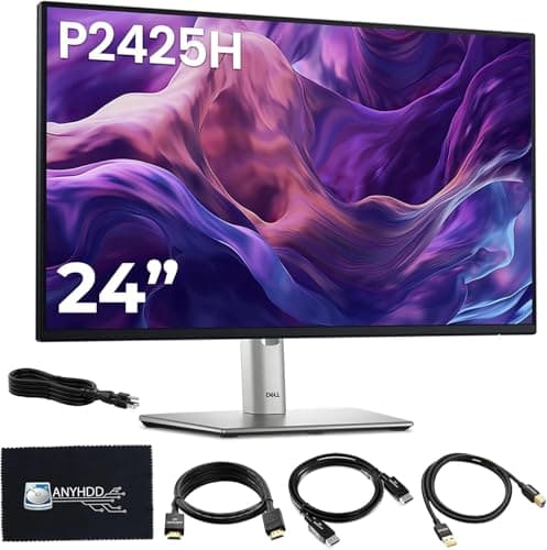 Dell P2425H Computer Monitor Screen 24" 16:9 IPS Display with Stand - 1 Year Warranty, 100Hz Full HD, 1920 x 1080 with Power Cable, Anyhdd DisplayPort, HDMI, USB 3.0 Upstream Cable & Cloth - New