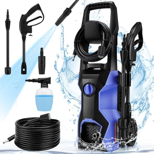 TEANDE Electric Pressure Washer, 1.8GPM Electric Pressure Washer, 1700W Power Washer Electirc Powered with Adjustable Nozzles & 500ML Foam Canon & 20FT Hose for Home Car Yard Garden Fence, Blue